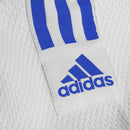 Judogi Adidas - Club 350 judopuku - Valkoinen, siniset raidat